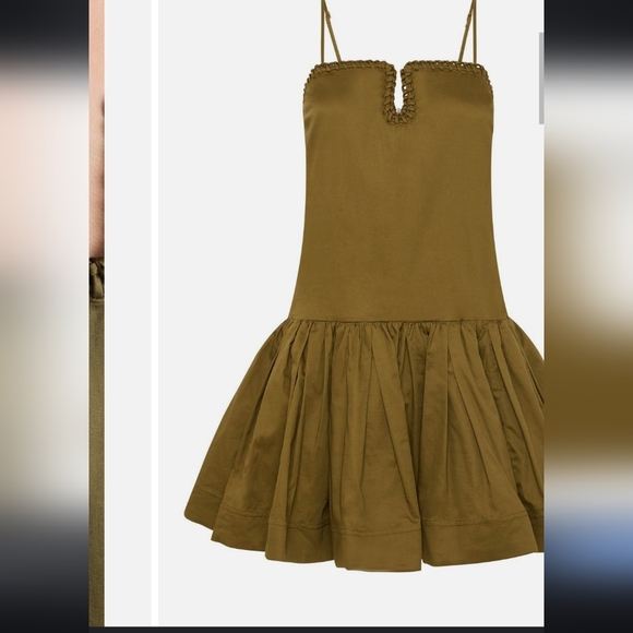 AJE Willow Sweetheart Mini Dress - DEEP OLIVE - Picture 3 of 5
